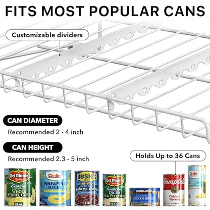 Simple Houseware Stackable Can Organizer Rack for Pantry/Cabinet - 11.5" D x 17" W x 13.75" H, Holds 36 Cans, 3-Tier Can Food Storage Dispenser, White - color: White