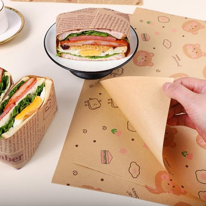 100 Sheets Wax Paper 15 x 11 Inch Greaseproof Sandwich Burger Chips Cuttable Baking Parchment Wraping Paper (White #1) - color: White #1