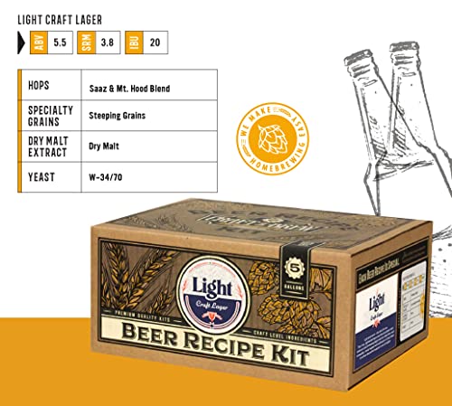 Craft a Brew - Beer Recipe Kit - Light Lager - Home Brewing Ingredient Refill - Beer Making Supplies - Includes Hops, Yeast, Malts, Extracts - 5 Gallons - color: Light Lager