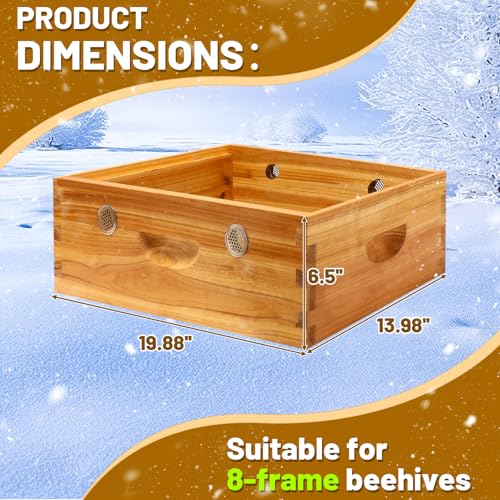 2Pcs Bee Hive Winter Quilt Box 8 Frame Dipped in Beeswax Langstroth Overwintering Beehive Quilt Box for Bees Winter - size: 2 Pcs 8 Frame