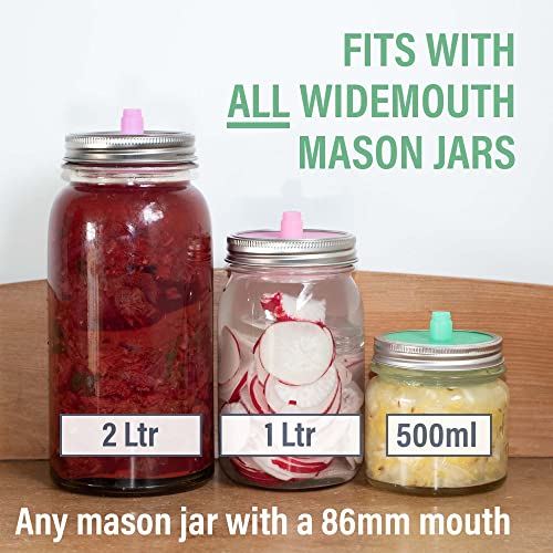 Glass Fermentation Weights for Wide Mouth Mason Jars — Set of 4, Easy Lift Handles — for Sauerkraut, Kimchi, Pickles & Kombucha