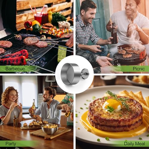 Burger Press, Adjustable Hamburger Prees Patty Maker 4.52" - Non-Stick Mold and Spring Button 304 Stainless Steel Burger Patty Press Making Patties for Beef, Vegetables, Meat, BBQ, Party Grill