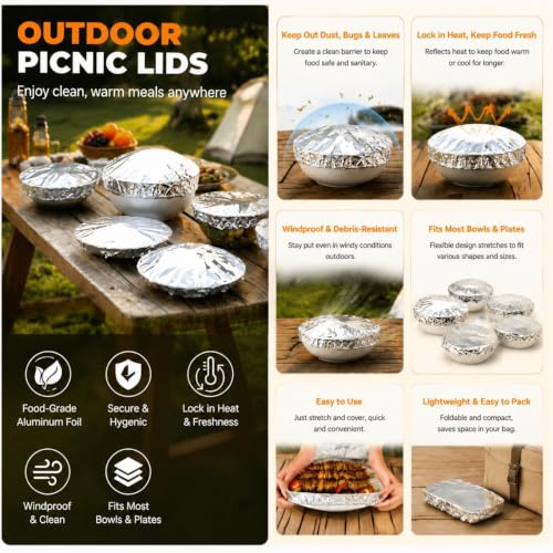 Reusable Aluminum Foil Food Covers, Reusable Elastic Food Storage Covers, Plastic Bowl Covers with Elastic Edging Stretch Plastic Wrap Bowl Covers (50PCS) - color: 50PCS