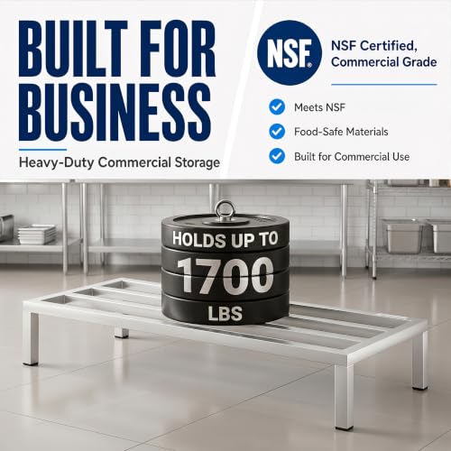 48" x 20" x 8" Aluminum Dunnage Rack – Heavy Duty Floor Storage Stand, NSF for Commercial Use - size: 48"W x 20"D x 8"H