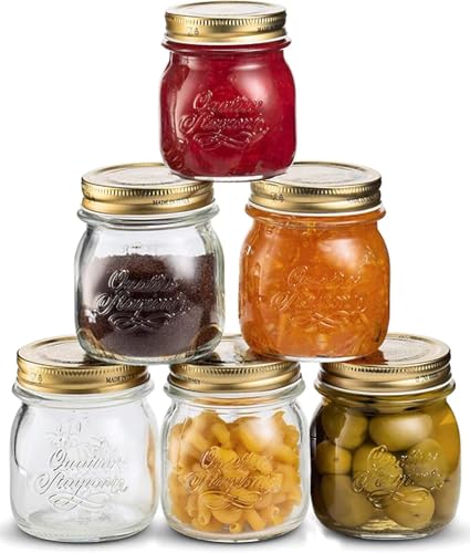 Bormioli Rocco Quattro Stagioni Mason Jar - ClearGold, 8.5 Oz, Set of 6 - size: 8.5 Oz.