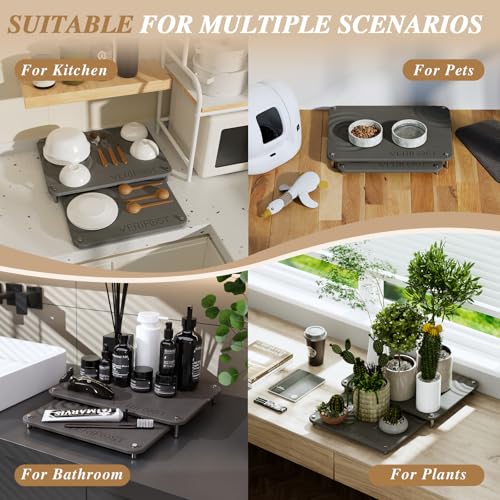 VERIFOST 2025 2PCs Large Drying Stone for Kitchen Counter, Stone Drying Mat for Kitchen Counter, Quick Drying Matt Kitchen Counter, Diatomaceous Earth Dish Mat with Non-slip Feet Midnight Gray - color: Midnight Gray