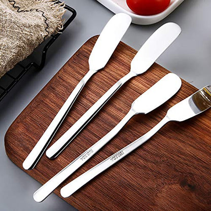 VANRA Cheese Spreader Knife Set 4-Piece Stainless Steel Butter Knife Small Sandwich Condiment Jam Bread Cream Canape Knives Spatula 6.5-inch - size: Sleek Tip
