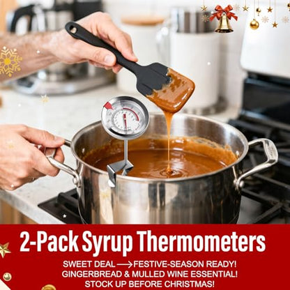 Candy Thermometer Waterproof IP67 - Oil Thermometer for Frying with Clips - 9" Side of Pot Thermometer Deep Fry for Oil Candy Candle BBQ (Silver 2 PCS, 9 inches) - color: Silver 2 PCS