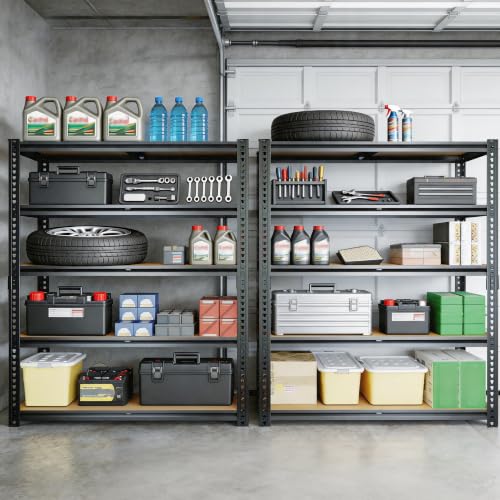 Storage Shelves Unit,40" W 5-Tier Garage Shelving Heavy Duty Metal Adjustable Garage Shelves,Stable Shelves Organizer for Pantry, Kitchen and Basement,40" W x 20" D x 72" H,Black - size: 20"D x 40"W x 72"H