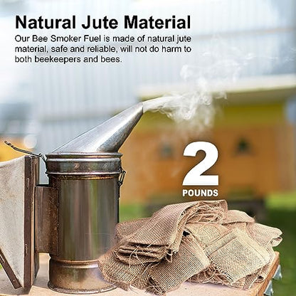DECOHS 2 Pound Burlap Bee Smoker Fuel Jute Burlap Smoker Fuel for Beekeeping Easy to Light Hive Smoker Fuel, Long Continuous Burn, Produces Light, Cool Smoke