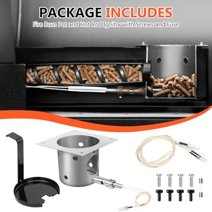 QuliMetal Fire Burn Pot and D2 Hot Rod Ignitor Kit for Traeger Pro 575 & 780, Ironwood 650 & 885, Silverton 620 & 810 Wood Pellet Grills with D2 Direct Drive and WiFIRE Technology - size: Fire Burn Pot + D2 Ignitor