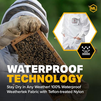 Mann Lake Weathertek Honey Maker Suit with Veil, 100% Waterproof, Durable and Breathable, Rainproof and Weather-Resistant Beekeeping Protective Gear for Professional and Hobbyist Beekeepers, XX-Large - size: XX-Large