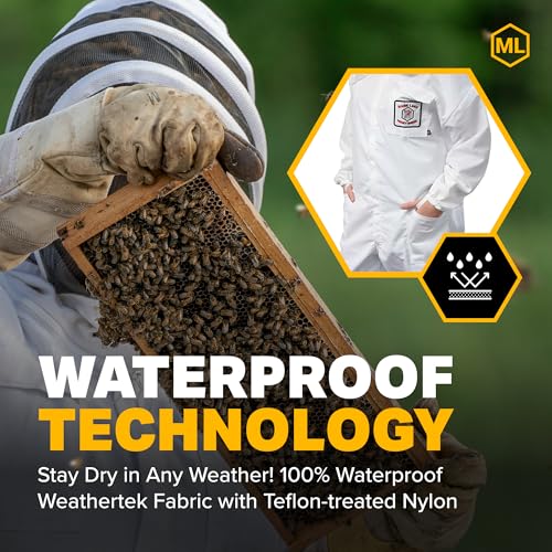 Mann Lake Weathertek Honey Maker Suit with Veil, 100% Waterproof, Durable and Breathable, Rainproof and Weather-Resistant Beekeeping Protective Gear for Professional and Hobbyist Beekeepers, Small - size: Small