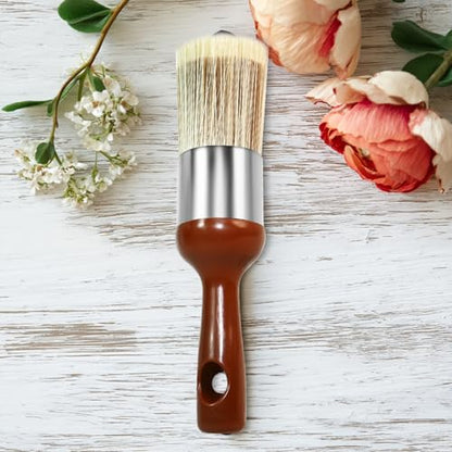 Horse Hair Brush for Leather and Furniture Salve - Durable Wax Brushing Tool with Comfortable Handle for Home Leather Cleaning （Long Handle） - size: Large