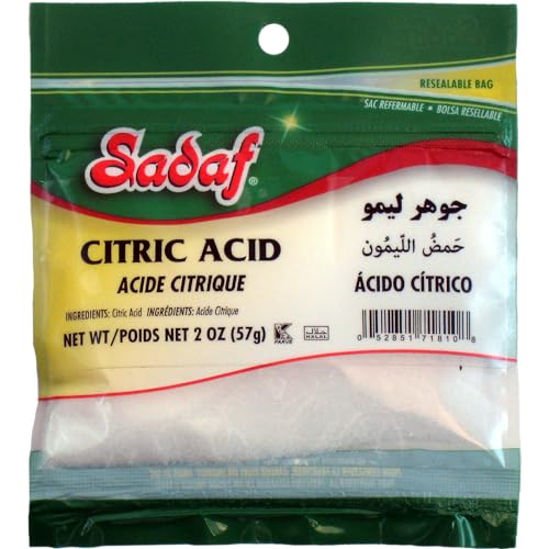 Sadaf Citric Acid Food Grade - Citric Acid Granulated for Cooking and Baking - 100% Pure Citric Acid - Salt Substitute - Kosher - 2 Oz Resealable Bag - size: 2 Ounce (Pack of 1)