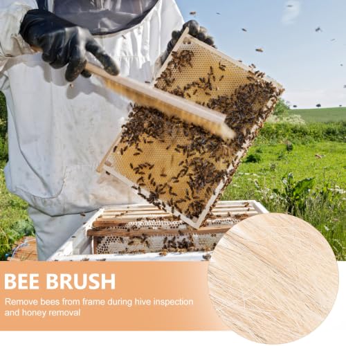 Abaodam Beekeeping Tools Curved Hook and Beehive Brush Set Multi-Purpose Portable Wood and Alloy Hive Tool Scraper for Beekeeping Use