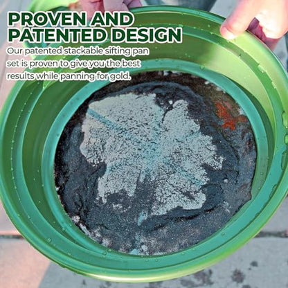 SE 13.25 Inch Wide Stackable Classifier Gold Prospecting Pan - 1/50 Inch Stainless Steel Mesh Sifting Pan, Green - size: 1/50 inch, style: Pans