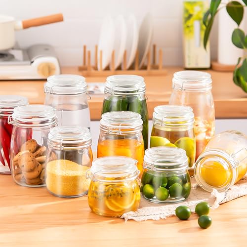 Glass Jar With Airtight Lid 24 OZ 2 Pack Airtight Food Storage Containers Leakproof Wide Mouth Canister For Coffee Beans, Sugar, Canning, Candy, Cereal, Pickle, Cookies, Dried Fruits - size: 24 OZ 2 Pack