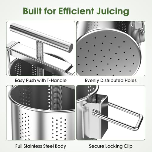 Stainless Steel Manual Vegetable Squeezer-Heavy Duty Cheese & Yogurt Strainer for Removing Excess Liquid from Soft Fruit & Vegetables (Not for Hard Fruits)