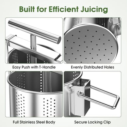 Stainless Steel Manual Vegetable Squeezer-Heavy Duty Cheese & Yogurt Strainer for Removing Excess Liquid from Soft Fruit & Vegetables (Not for Hard Fruits)