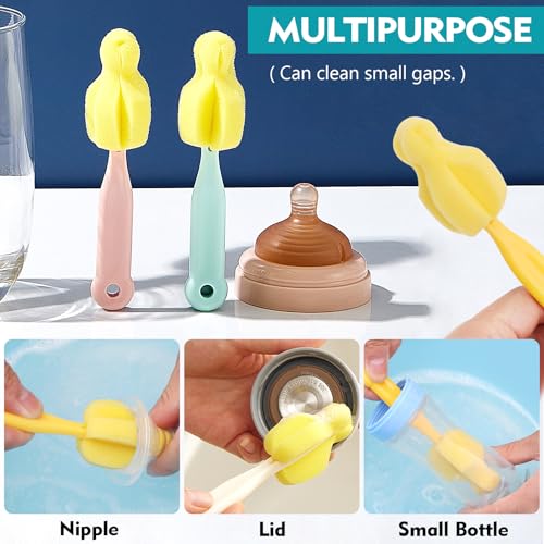 ponge Bottle Brush 6PCS Sponge Nipple Brushes Baby Bottle Nipple Cleaning Brush Long Handle Baby Milk Bottle Brush (6PCS) - color: Nipple Brush 6pcs