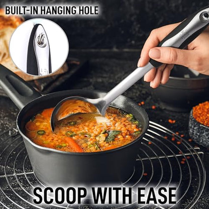 Zulay Kitchen Premium Soup Ladle - 12" Stainless Steel with Non-Slip Silicone Handle - size: Stainless Steel