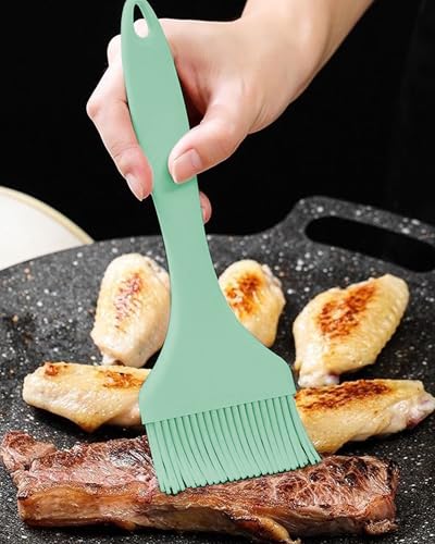 2Pcs Silicone Basting Pastry Brush - Heat Resistant Cooking Brushes Food Brush for Oil, Sauce, BBQ, Baking Outdoor Grill Dishwasher Safe – Green - color: Green