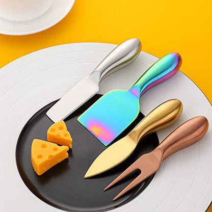 Stainless Steel 18/10 Cheese Desert Knives, Set of 4, Baikai Gold Breakfast Butter Knife, Slicer Sandwich Spreader … (Cheese Knife Set-Rose Gold) - color: Cheese Knife Set-Rose Gold