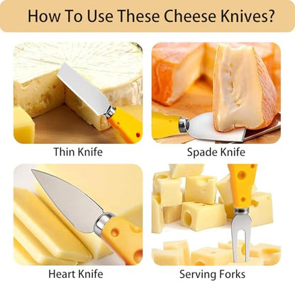 BUDOME Cheese Knife, 5 Piece Cheese Knives Set, Mini Premium Stainless Steel Cheese Knife Set, Cheese Knives for Charcuterie Board - Charcuterie Boards Accessories