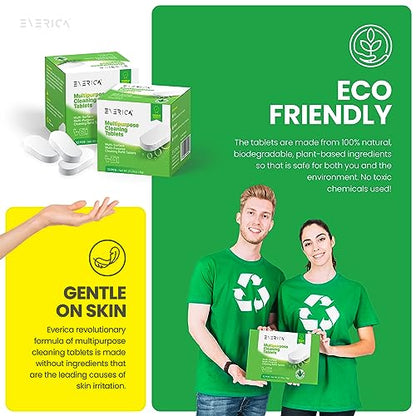Multipurpose Cleaning Tablets - Powerful All-Purpose Cleaner for Water Bottles Surfaces - Eco-Friendly and Gentle - 12 Pack Aloe Scented Refill Tablets - for Home Kitchen Office and Vehicles