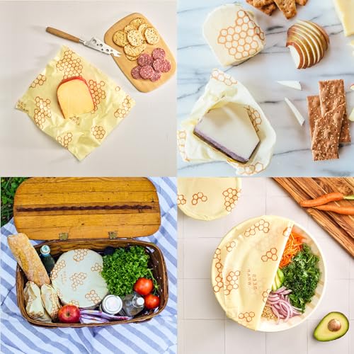 Bee's Wrap Beeswax Wraps for Food - 3 Pack of Medium Beeswax Wraps - Plastic Free Made in USA Reusable Natural Food Wrap - Honeycomb Print - style: Honeycomb Medium 3 Pack