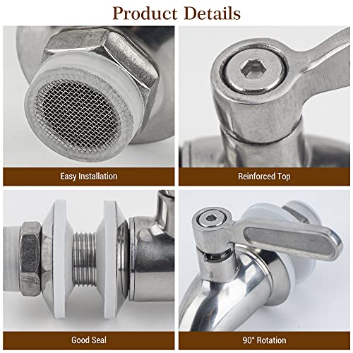 Stainless Steel Spigot for Beverage Dispenser, Water Dispenser Replacement Part, Outdoor Water Faucet for Sun Tea Jar, Party, Camping (1 Pack) - size: 1 Pack