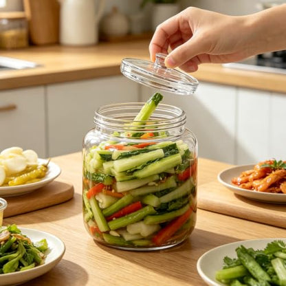 2-Pack Fermentation Weights for Gallon Jars, 3.7-Inch Heavy Glass Fermenting Weights with Easy Grip Handle, Fits Large Wide Mouth Jars for Sauerkraut, Kimchi, Carrots and More