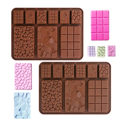 2 Pieces Silicone Break Apart Chocolate Moulds,Silicone Square Mold,Non-Stick Candy Chocolate Bar Mold,Reusable Candy Protein Silicone Chocolate Mold （A） - color: 2P