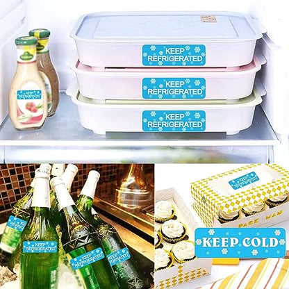 Rectangle Keep Refrigerated Sticker Waterproof Rectangle Refrigerated Label | Blue Keep REFRIGERATED Food Packaging Warning Labels Pharmacy Drugstores Warning Label 500 Pcs Cold Food Shipping 0.5X1.5'' - color: Blue, size: 0.5 X 1.5 Inch Rectangle