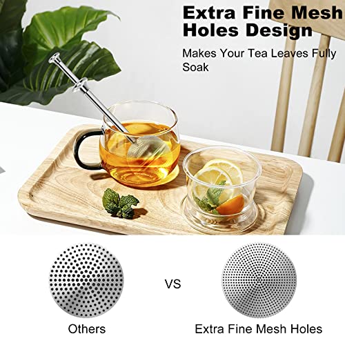 Numola Long Handle Tea Ball Stainless Steel with Drip Trays, 4Pcs Premium Tea Infuser Filter for Loose Leaf Tea, Reusable Fine Mesh Tea Interval Diffuser Strainer for Cup and Teapot - style: Long Handle Tea Ball x 4