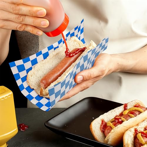 200 Pcs Wax Paper Sheets for Food Deli Wrap Paper Sheets 8.5x8.5"Food Basket Liners Checkered Square Sandwich Wraps for Burgers Bread Restaurant Barbecue Picnic(Blue) - color: Blue