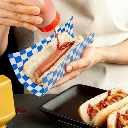 200 Pcs Wax Paper Sheets for Food Deli Wrap Paper Sheets 8.5x8.5"Food Basket Liners Checkered Square Sandwich Wraps for Burgers Bread Restaurant Barbecue Picnic(Blue) - color: Blue