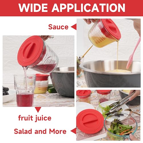 3 Pack Silicone Replacement Lids, Respectively Fits Pyrex 1-Cup, 2-Cup & 4-Cup Tempered Glass Liquid Measuring Cups, Reusable & Food-grade Silicone, Dishwasher & Microwave Safe - size: Lids For 1-Cup & 2-Cup & 4-Cup