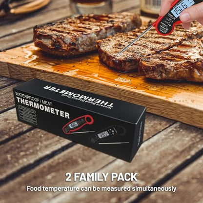 𝟮𝟬𝟮𝟲 𝙐𝙥𝙜𝙧𝙖𝙙𝙚𝙙 Instant Read Digital Meat Thermometer by puxyblue - 2 Pack Waterproof & Super Fast Food Thermometer Widely Used for Indoor & Outdoor Cook, Grill, Bake, BBQ, Candy Making