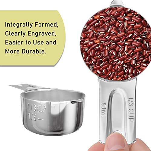 1PCS 1/3Cup (80ml, 2.7oz) Single Measuring Cup, Stainless Steel Measure Scoop, Metric and US Measurement, Dishwasher Safe - size: 1/3cup|80ml|2.7oz