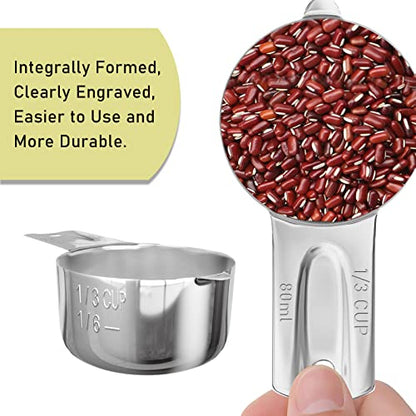 1PCS 1/3Cup (80ml, 2.7oz) Single Measuring Cup, Stainless Steel Measure Scoop, Metric and US Measurement, Dishwasher Safe - size: 1/3cup|80ml|2.7oz