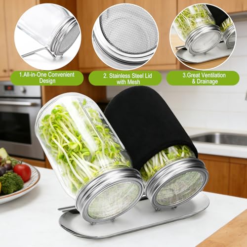 Palksky Sprouting Lids for Wide Mouth Mason Jars, 6Pack Reusable Stainless Steel Screen Bean Sprouts Growing Lid for Organic Alfalfa Broccoli Seeds Mung Bean Plant Germination Kits - color: Screen Sprouting Lids 6Pack