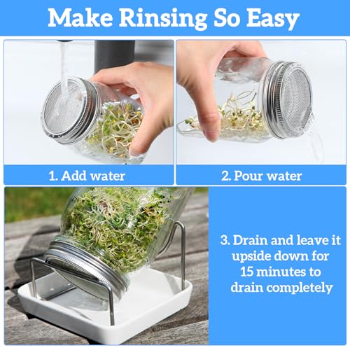 12-Pack Sprouting Jar Lids,Sprout Lids for Mason Jars,304 Stainless Steel Strainer Set,304 Food-Grade Strainer Caps for Wide-Mouth Mason Jars,Grow Alfalfa,Mung Bean Sprouts at Home