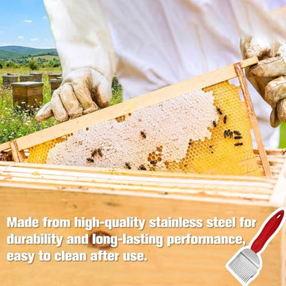 Honey Uncapping Fork Tool with 18 Stainless Steel Tines, Plastic Handle, Bee Keeping Scraper Knife for Honey Extractor