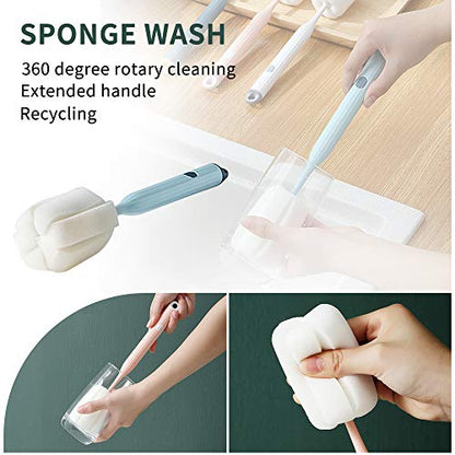 Bottle Soft Brush -2Pcs Sponge Bottle Brush Soft and Easy to Clean, Baby Bottle Sponge Brush Can Effectively Remove The Stain Residue On The Bottom of The Cup(Pink-Brush) - color: Pink-brush