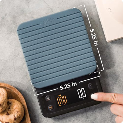Greater Goods Coffee Scale with Timer, 0.1g Precision Digital Espresso & Pour Over Scale for Chemex, V60, Drip & Matcha Weighing, Waterproof Silicone Cover, 6.6lb Barista Brew Capacity (Stone Blue) - color: Stone Blue