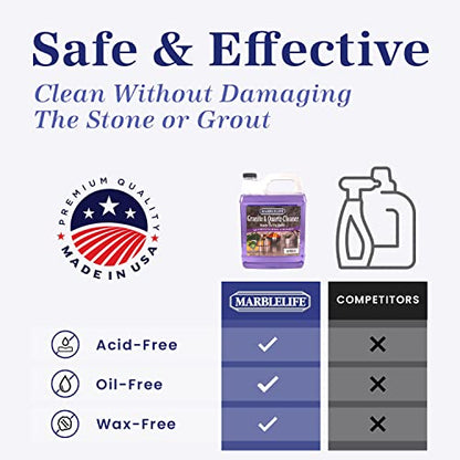 Marblelife Granite & Quartz Cleaner, Safe & Powerful Granite Countertop Cleaner, Oil & Wax Free Quartz Countertop, Effective Stone Care & Cleaning, Ready-To-Use Refill Gallon - size: 128 Fl Oz (Pack of 1)