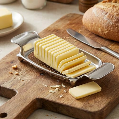 2Pcs Butter & Cheese Slicer Cutter, Stainless Steel Multipurpose Butter Cutter Portable Cheese Cutter Slicer with Ergonomic handle for Cutting Butter, Cheese, Mushrooms, Fruit, Vegetable