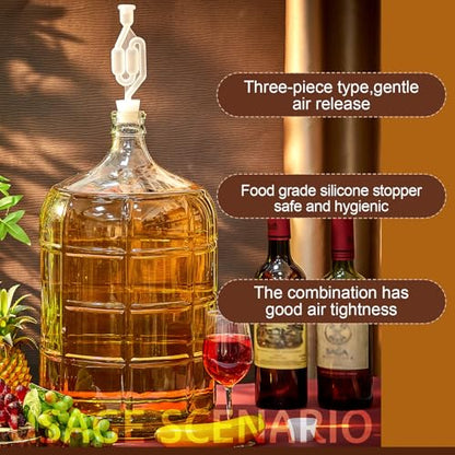 Suzile 3 Gallon Glass Carboy Set, 3 Gallon Glass Water Jug with Drilled & Undrilled Rubber Stoppers, Bubble Airlock, Handle and Brush, Fermenter Carboy Jug for Beer Wine Making Equipment (Clear) - size: 3 Gallon